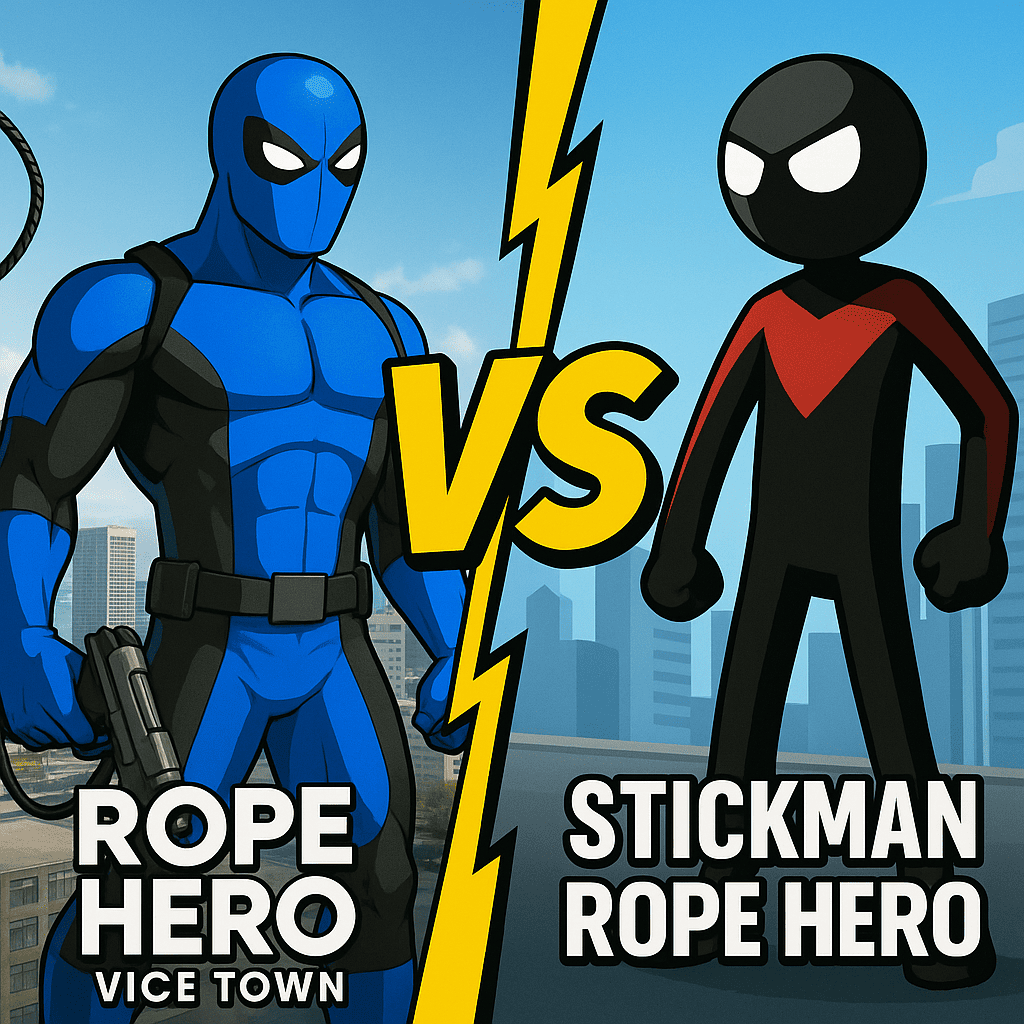 Rope Hero Vice Town vs Stickman Rope Hero Which Game Is Better