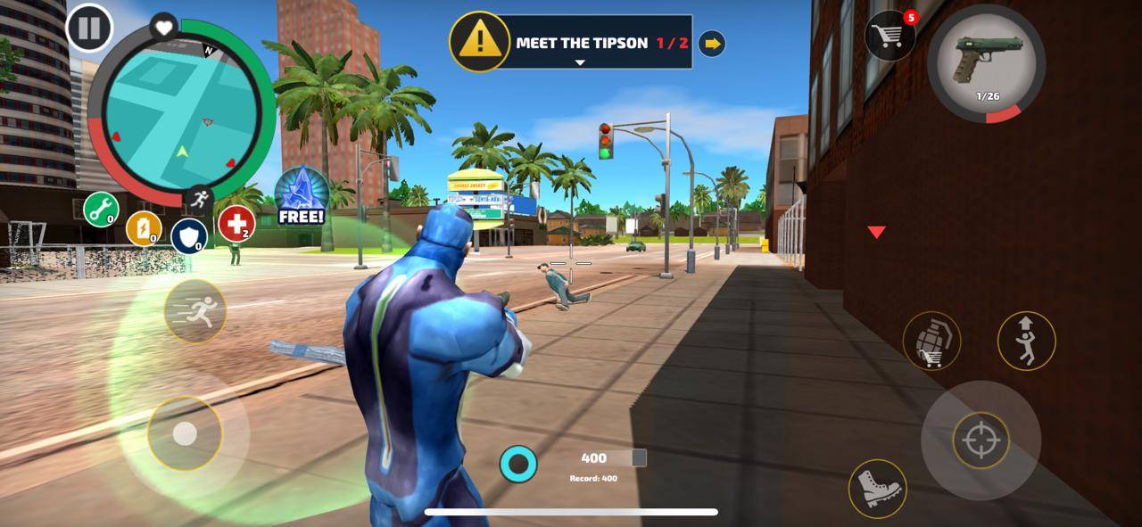 Rope Hero Apk on mission in town